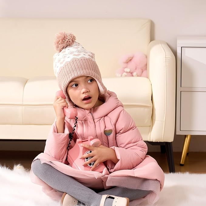 Moon Kitty Baby Girls Earflaps Knit Hats Infant Baby Beanies6-12Months