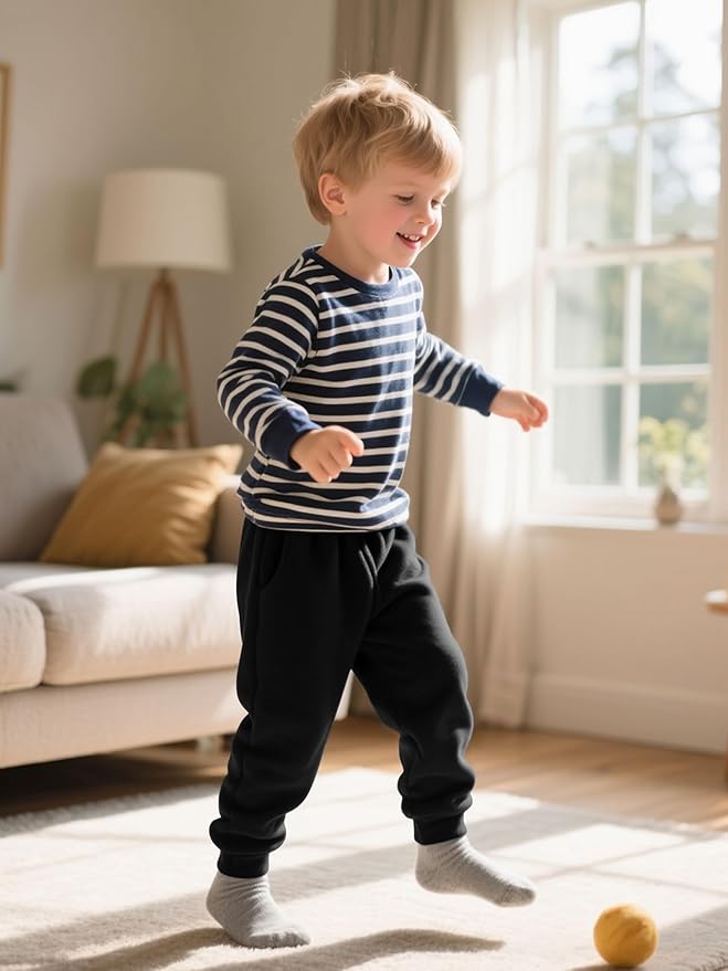 4 Pack Toddler Boys Sweatpants Cotton Baby Kids Joggers Toddler Boys Girls Sweatpants with Pocket Drawstring