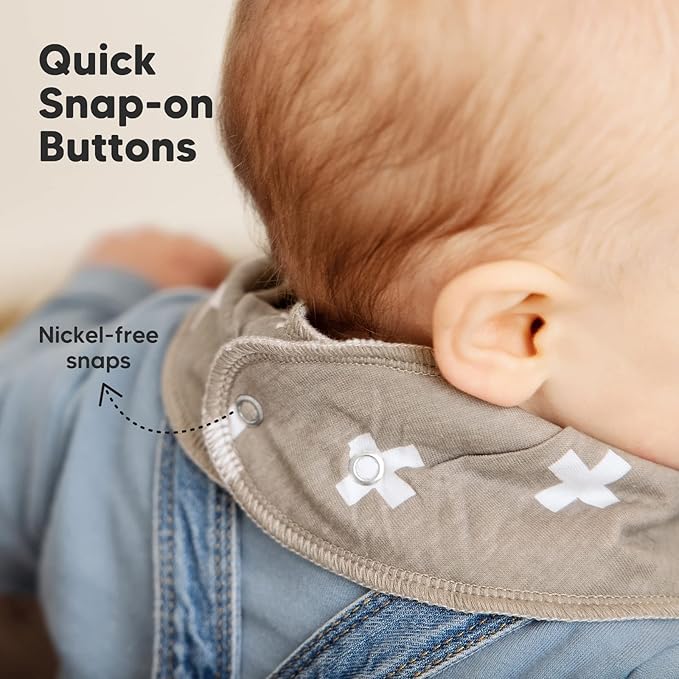 8-Pack Organic Baby Bandana Bibs for Boys, Girls - Super Absorbent Triangle Baby Bibs for Drooling and Teething Infant, 100% Cotton Extra Soft for Newborn, Infant 0-36 Months (Basics)