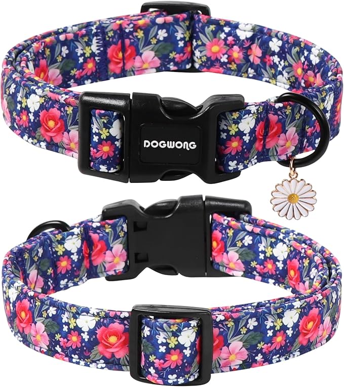 DOGWONG Blue Flower Dog Collar, Cute Adjustable Floral Collar, Girl Female Dog - Image 2