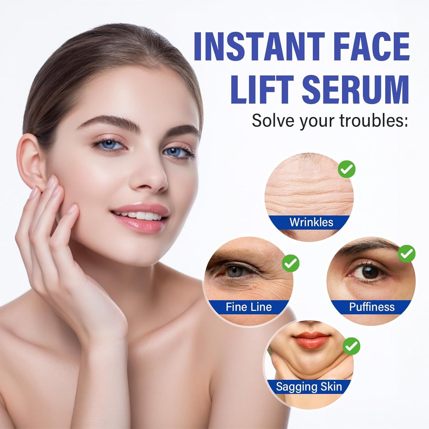 Instant Face Lift Serum，Face Lifting & Skin Tightening, Smooth Fine Lines, Pores and Deep Wrinkles,1Fl Oz