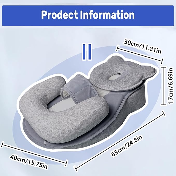 Cushion Reflux Breastfeeding Pillow, Bottle Feeding, Tummy Time for Reducing Spit-Up