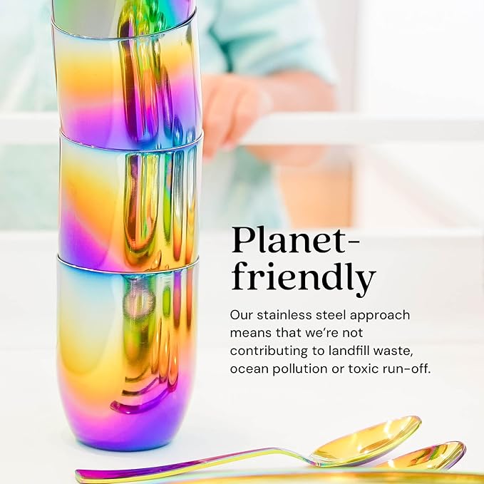 Ahimsa Stainless Steel Kids Cups - Pediatrician Designed Toddler Cup for Open Cup Training, 8oz, 100% BPA Free & Dishwasher Safe (Set of 4 Rainbow Cups)