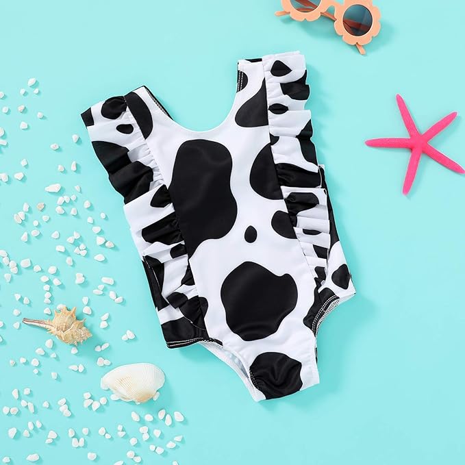 Happy Town One-Piece Infant Toddler Baby Girl Summer Swimsuit Watermelon Leopard Ruffle Swimwear Bikini Bathing Suit