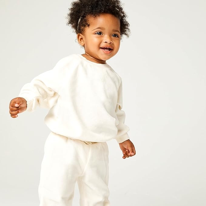 HonestBaby Baby 2-Piece Cozy Velour 100% Organic Cotton Sweatshirt and Jogger Sweatpants Set