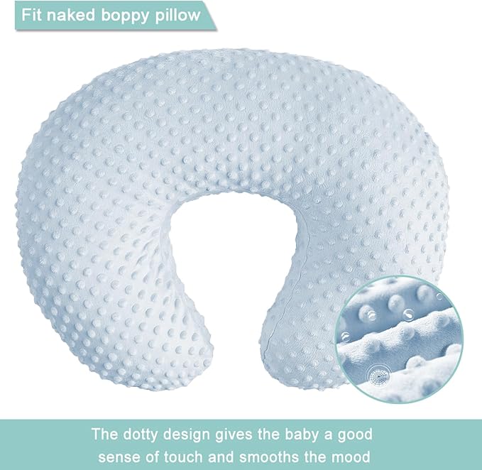 iEvolve Minky Nursing Pillow Cover Breast Feeding Pillow Cover Slipcover U Shape for Baby Boy Girl,Cover Only(Babyblue&Lightbeige, Pack of 2)