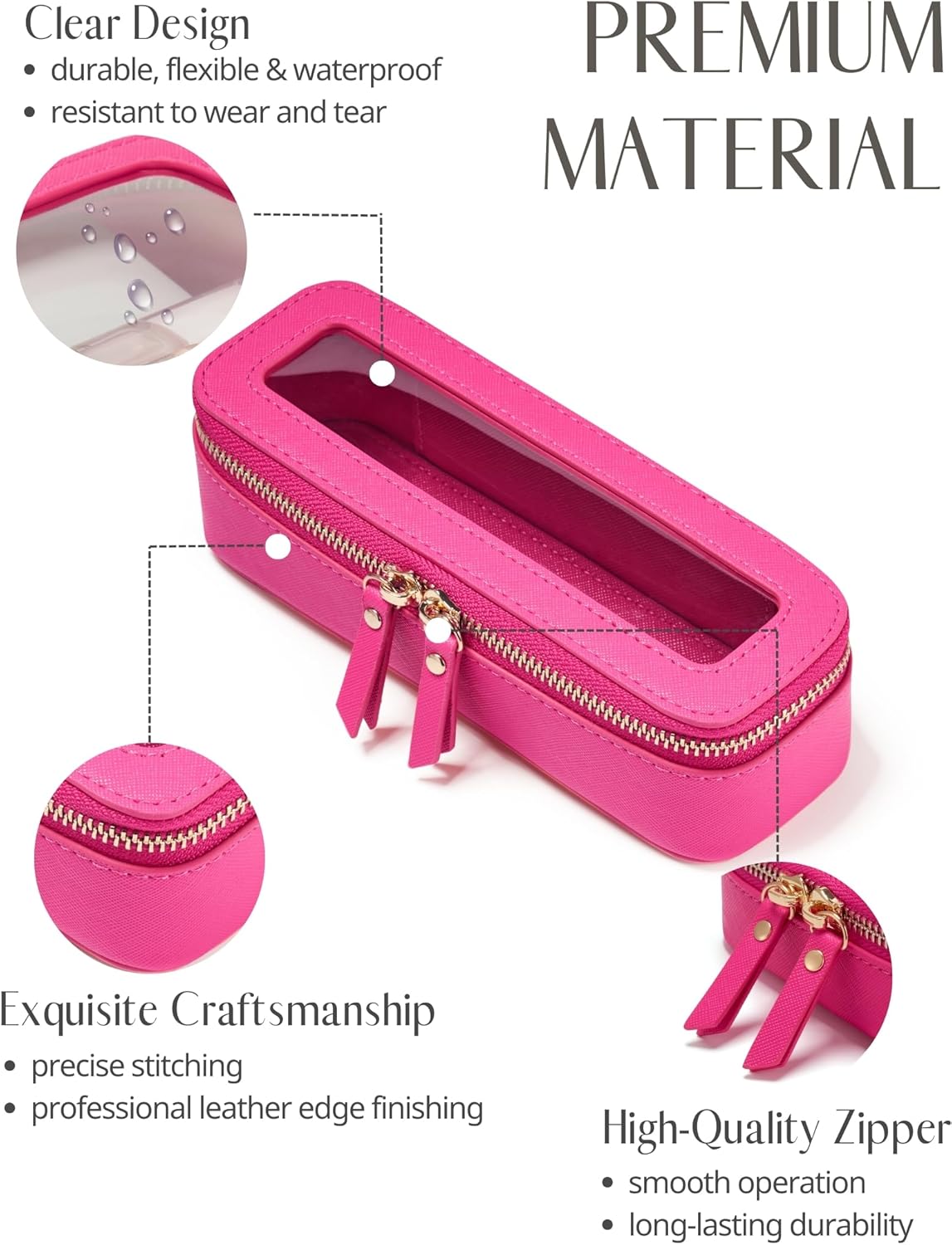 Popvibe Clear Makeup Bag Travel Cosmetic Case Transparent Toiletry Bag with Zipper, Portable Make Up Organizer Traveling Compact Car Bag for Essentials