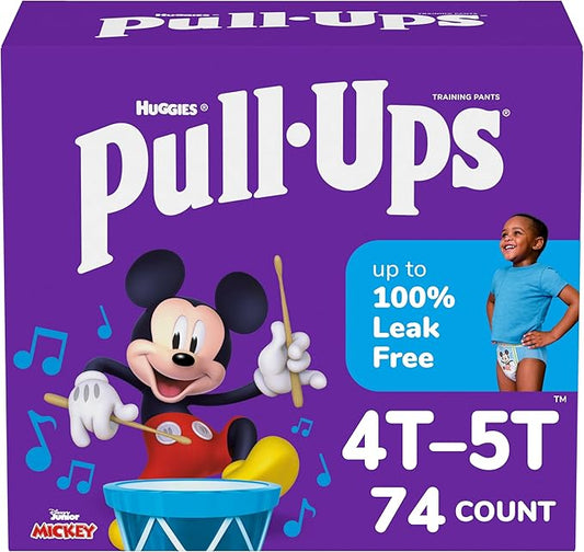Pull-Ups Boys' Potty Training Pants, Size 4T-5T Training Underwear (38-50 lbs), 74 Count