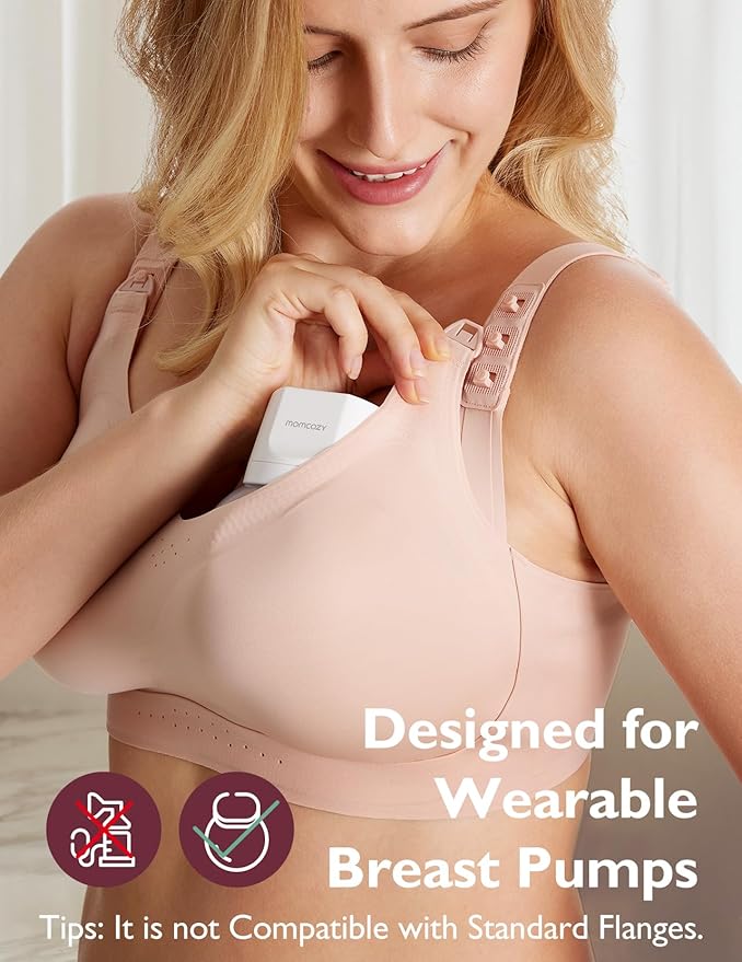 Momcozy Pumping and Nursing Bra for Breastfeeding, 3-in-1 Maternity Bra, CozyFitClasp for Wearable Breast Pump M5, S12 Pro