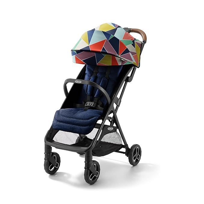 Graco Ready2Jet Compact Stroller – Overhead Friendly Compact Travel Stroller with Automatic Fold, Geo Pop