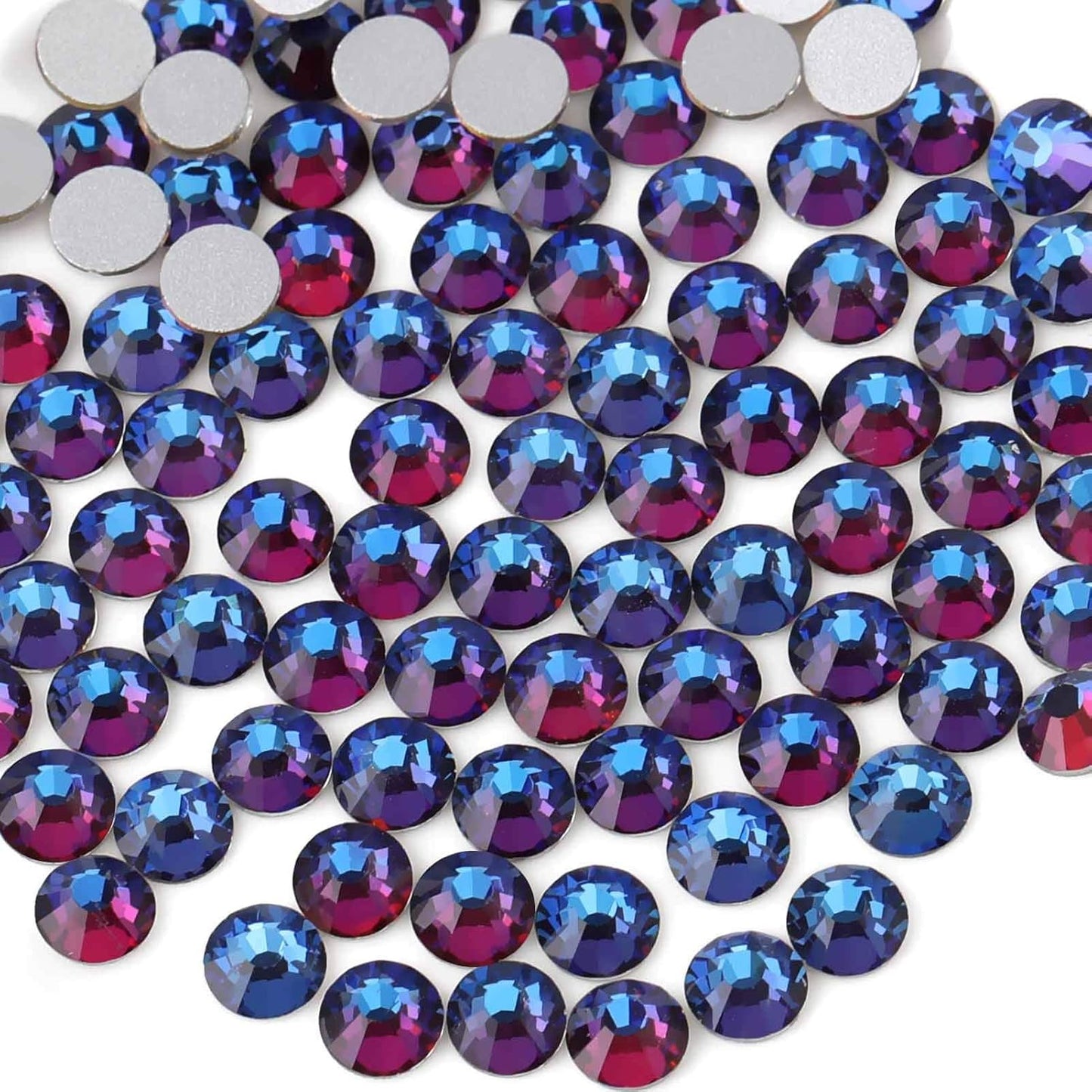 beadsland Flat Back Crystal Rhinestones Round Gems, Blue Volcano (3.8-4.0mm) SS16/1440pcs