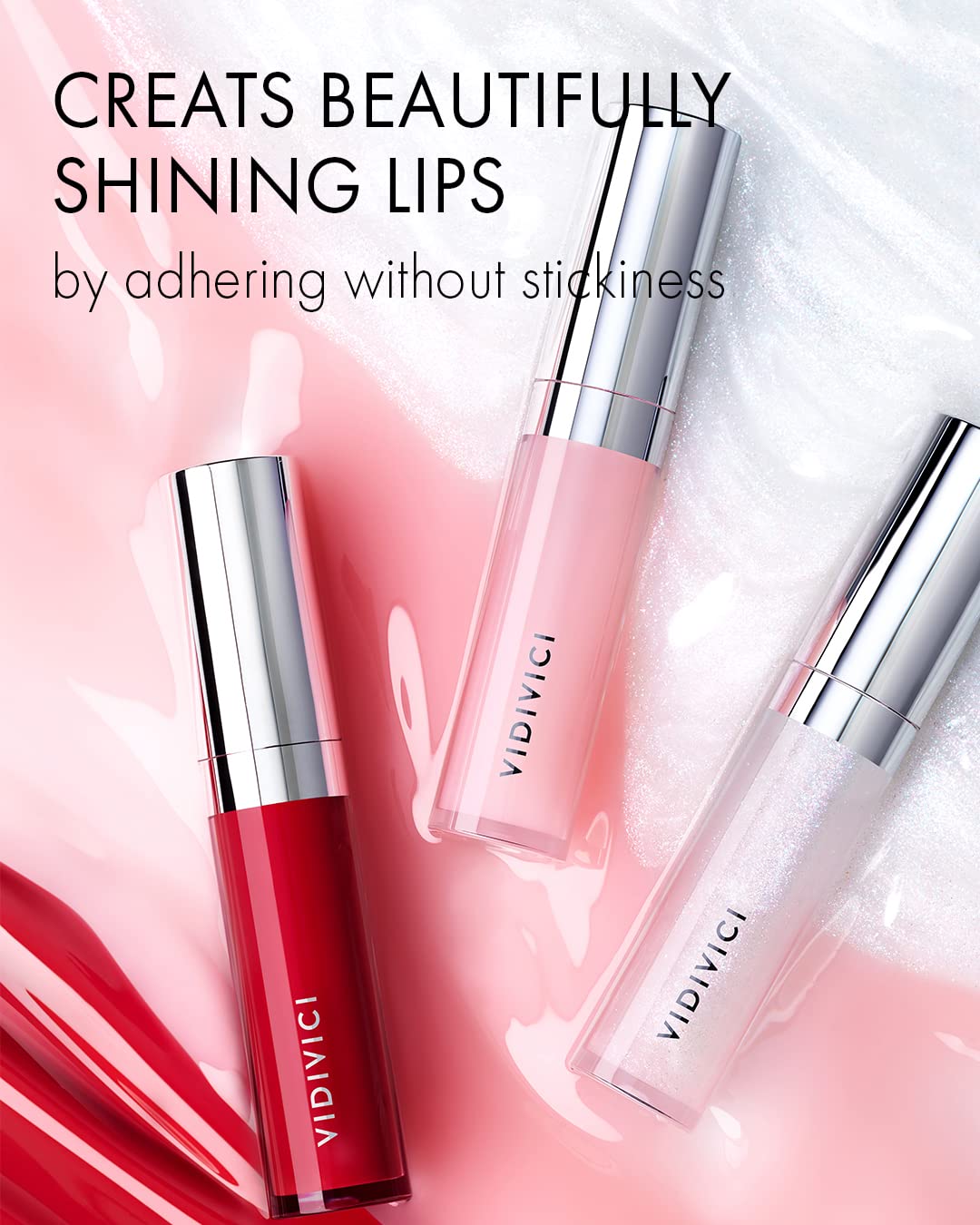 VIDIVICI Millennial Lip Oil #02 Illumination - Non-Sticky Dewy Gloss for Moisturized & Voluminous Lips - Illuminating Transparent Lavender-Blue Glitter Lip Makeup, 0.12 fl.oz.