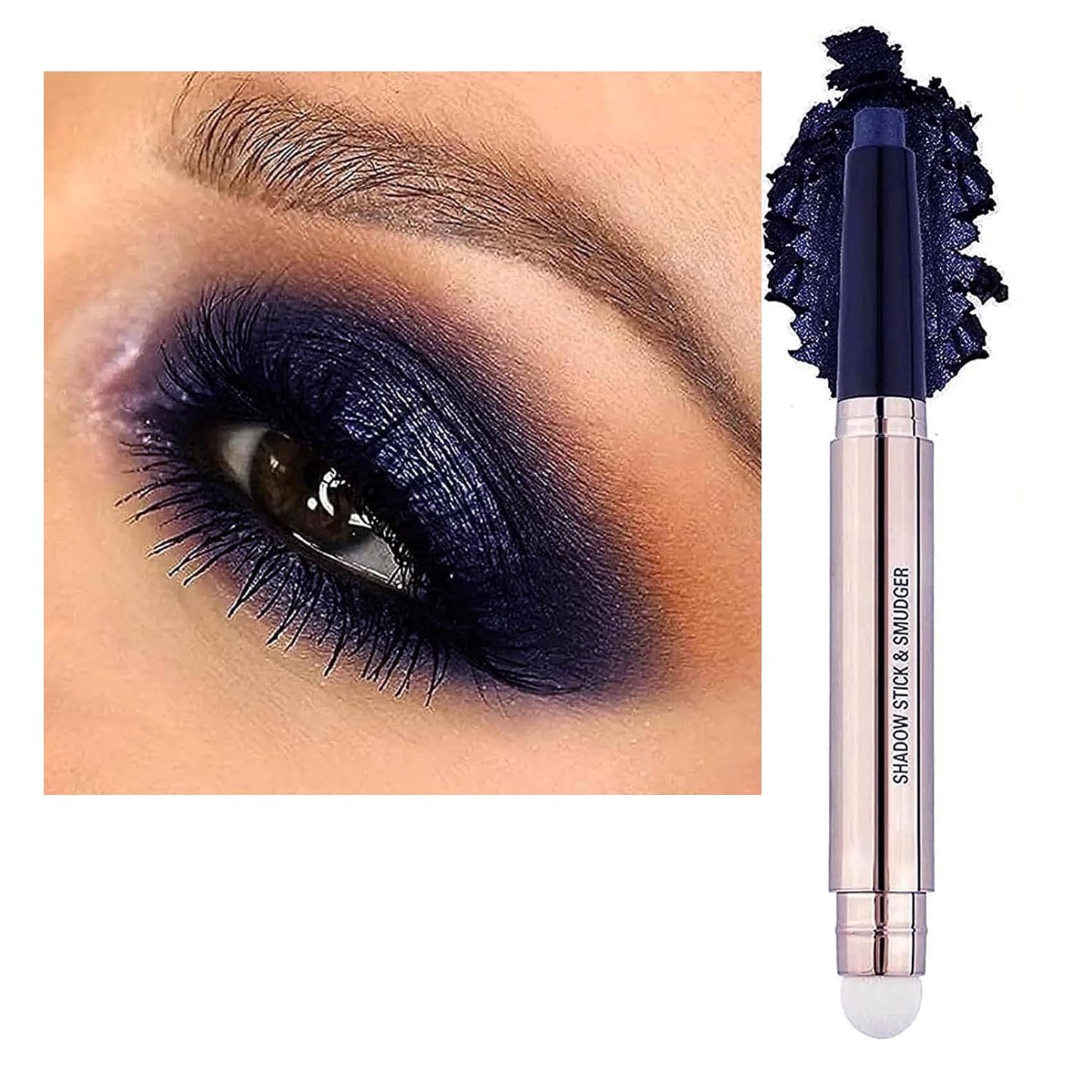 midnight Blue Black Eyeshadow StickCream Shimmer Smooth Glitter Eyeshadow Pencil, Hypoallergenic Waterproof Long Lasting, Blue Primer Single Liquid Matte Create Eyes Look 12#