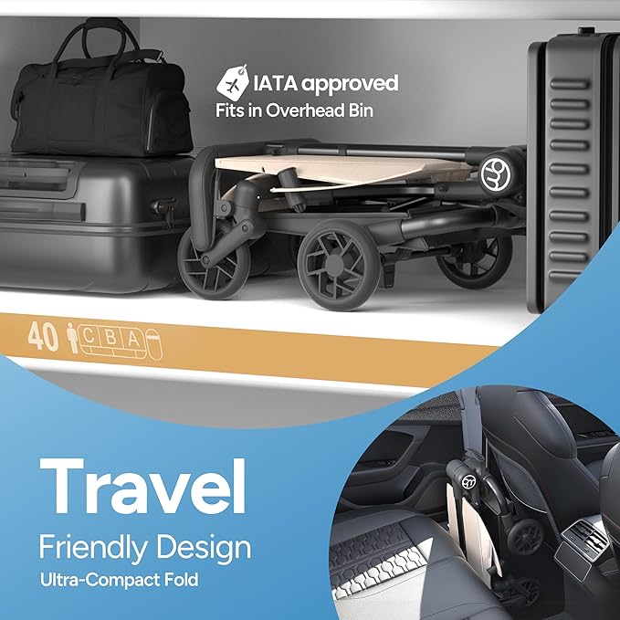 Mompush Jeto Lightweight Travel Stroller – 9.8 lbs Ultra-Compact, One-Hand Fold, Airplane Cabin Approved, All-Terrain Wheels, Smooth Ride for Toddlers, Perfect for Travel & Daily Use