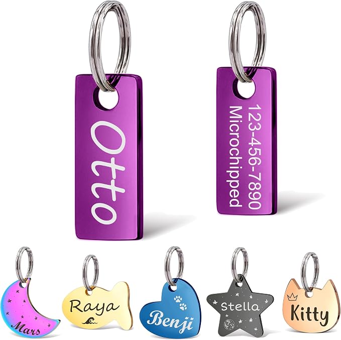 Anavia Small Size Dog Cat ID Tags, Small/XS Personalized Color Plated Stainless by Anavia