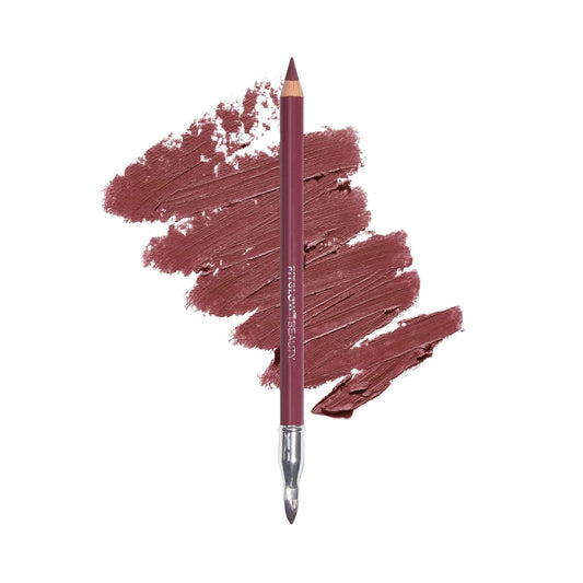 FITGLOW Beauty Vegan Lip Liner Pencil | Long-Lasting Lip Enhancer with Blending Brush | Hydrating Plumping Lip Liner | Smudge-Proof Lip Perfector | Define Shape & Fill | Muted Mauve, 1.1g