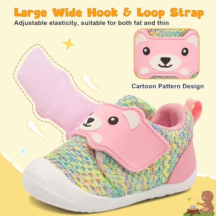 FEETCITY Baby Walking Shoes Wide Baby Shoes Boys Girls Infant Sneakers Crib Shoes Breathable Toddler Barefoot Shoes Slip On Shoes
