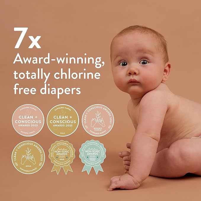 Joonya Baby Diapers, Size 1 XS (4-9 lb) - 6 Bags of 32 (192) - New Range - NonToxic, Eco-Friendly, Ultra Slim, Overnight Use - Made in Denmark