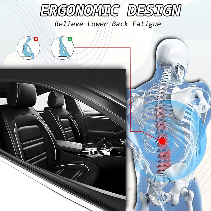 Seat Covers for Lexus Car es350 2007-2024 | 5-Seats Leather Seat Covers, Easy to Install Automotive Seat Covers Full Set (Full Set, Black&White Line)