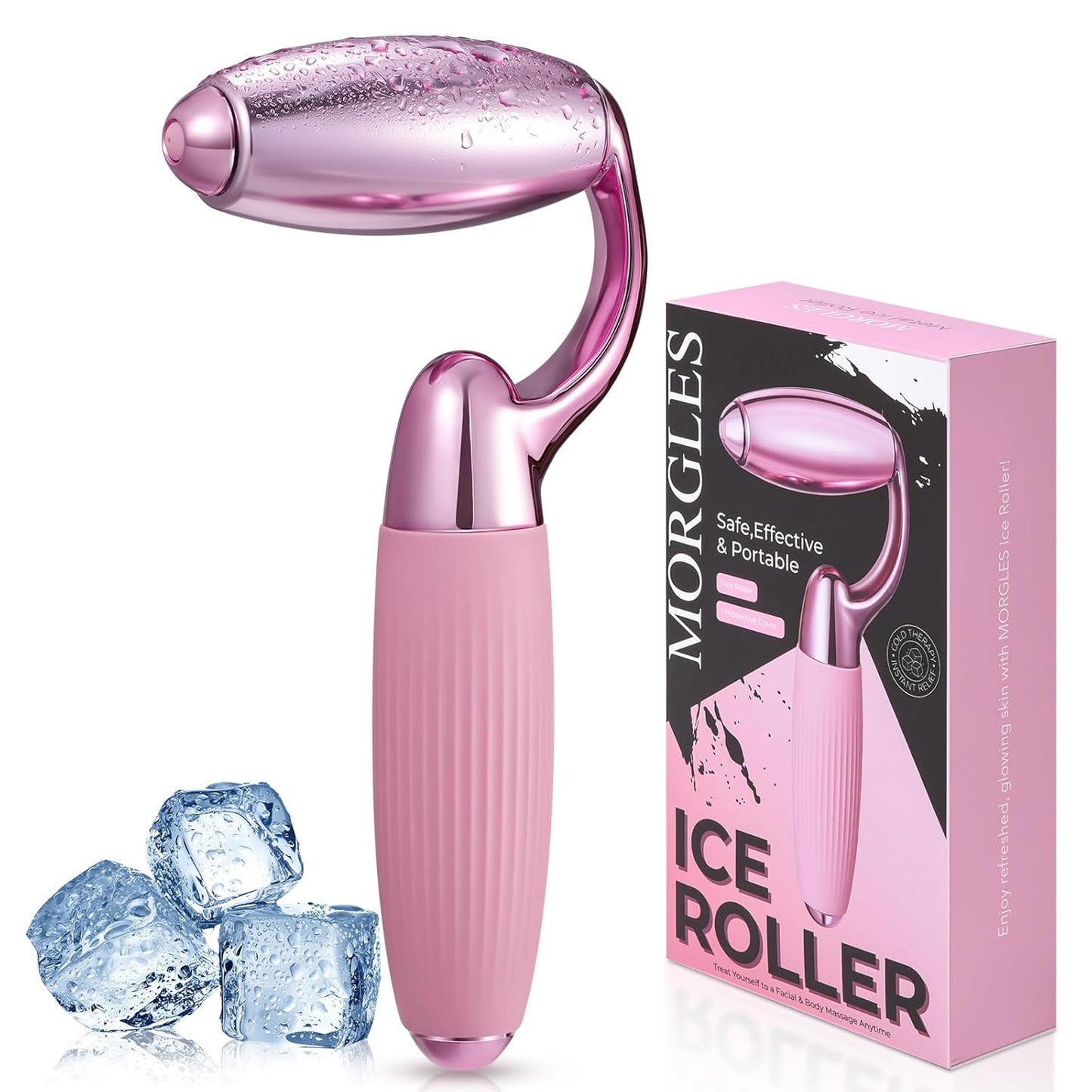 MORGLES Ice Roller for Face and Eyes, Ice Face Roller for Women Skin Care, Cold Facial Roller for Puffiness, Migraine Relief and Lymphatic Drainage
