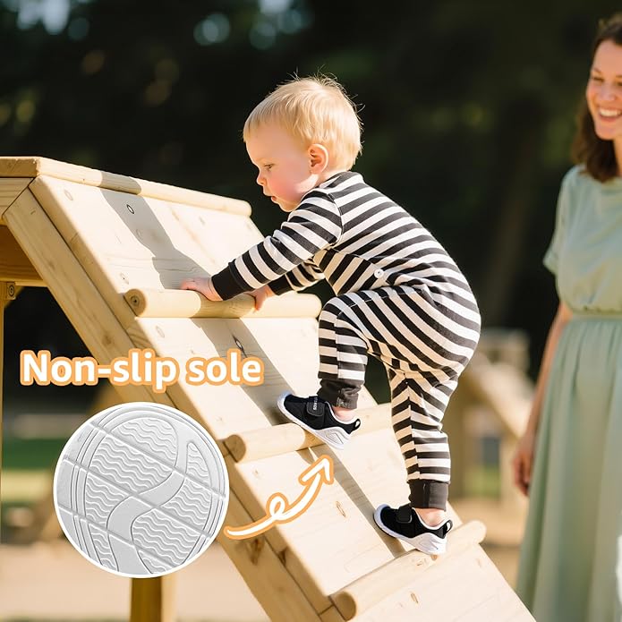 Baby Shoes Wide Toe Box Infant Boy Girl First Walker Shoe Toddler Crib Barefoot Sneakers Non-Slip Sole Soft Breathable Mesh Lightweight Walking Indoor Newborn Chubby Babies 6 9 12 18 24 Months