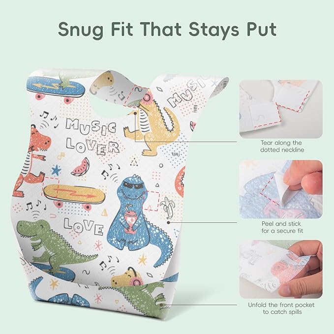KIIS Disposable Baby Bibs for Baby Boys and Girls - Individually Packaged - Hygienic, Soft and Leakproof (20 PCS / 60 PCS)