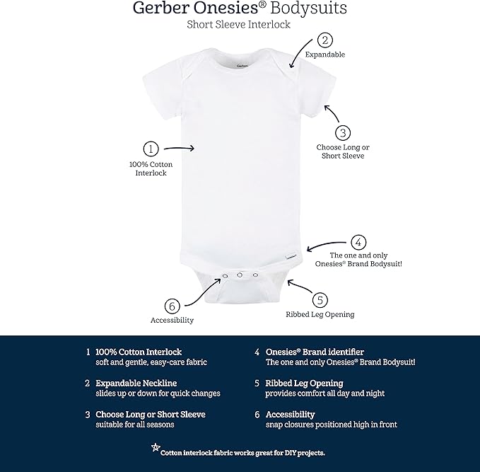 Gerber baby-girls 5-pack Solid Onesies Bodysuits
