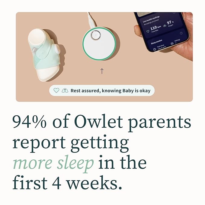 Dream Sock – Smart Wearable Baby Monitor, Infant Pulse Oximeter Tracks Oxygen & Heart Rate | Parents Receive Alerts, Sleep & Health Insights via App | Mint