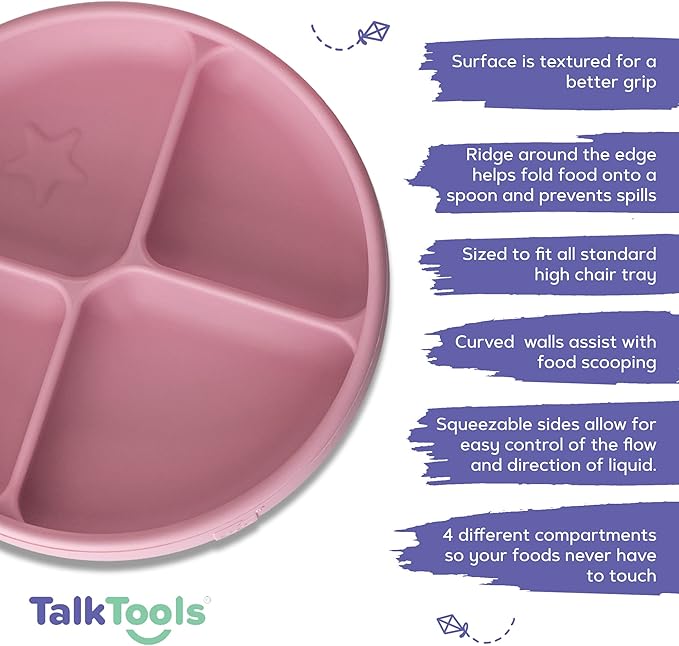 TalkTools ITSY Silicone Baby Plates Set with Suction – Feeding Essentials for Toddlers 6–12 Months+ | BLW Mealtime Set with Twin Spoon, Spill-Proof Sippy Cup | Self-Feeding Utensils