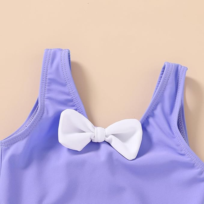 YOUNGER TREE Toddler Swimsuit Girl Cute Stripe One-Piece Ruffle Swimwear Baby Girl Bathing Suits with Bow