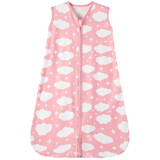 Baby Sleep Sack 0-6 Months Baby Wearable Blanket 100% Rayon Cotton 2-Way Zipper Toddler Sleeping Sack，Comfy Soft Lightweight TOG 0.3（Cloud）
