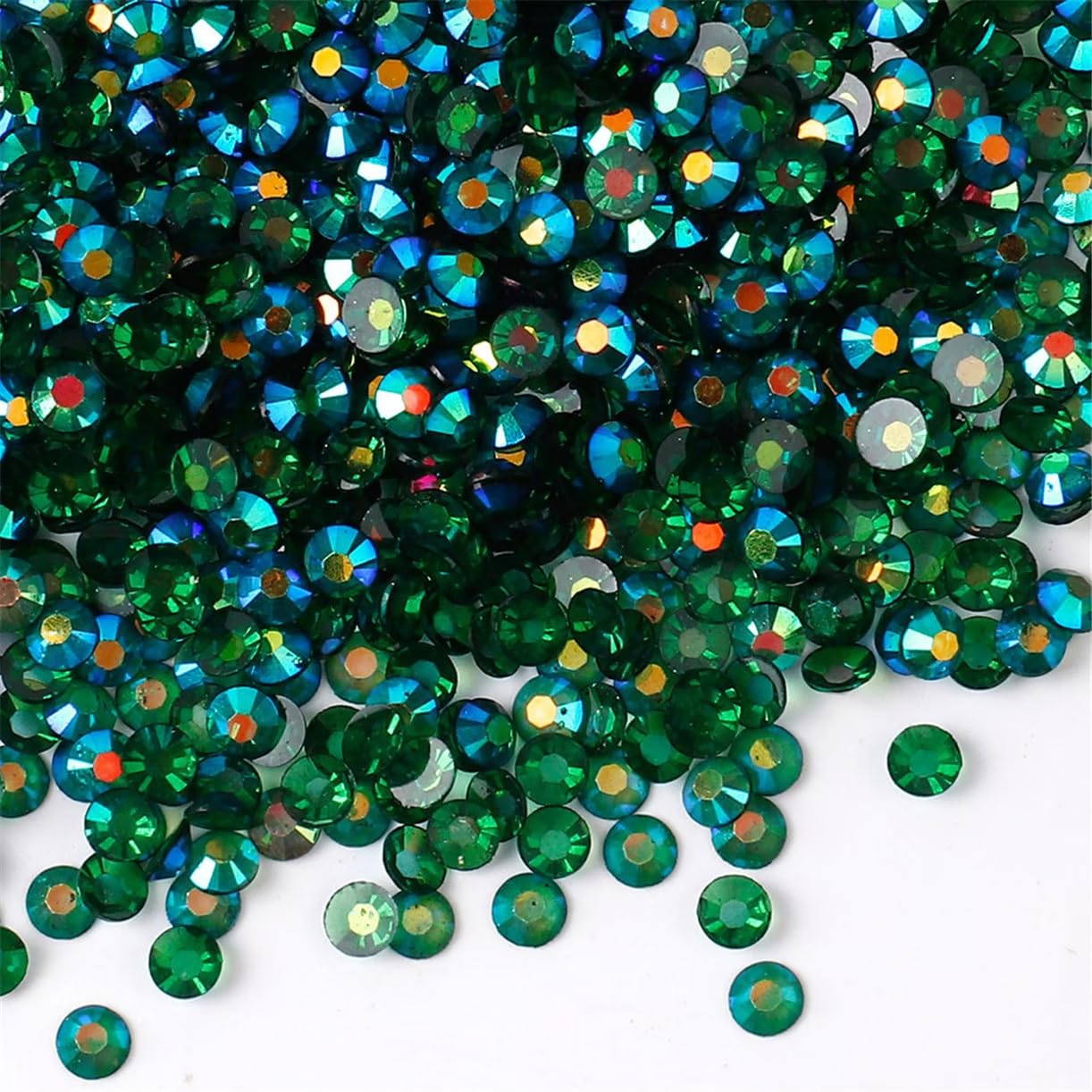 3000 Pieces SS12 3mm Flatback Rhinestones AB Clear Round Gems Crystals for Nail Art DIY Crafts Clothes Shoes Bags （Transparent Dark Green AB）