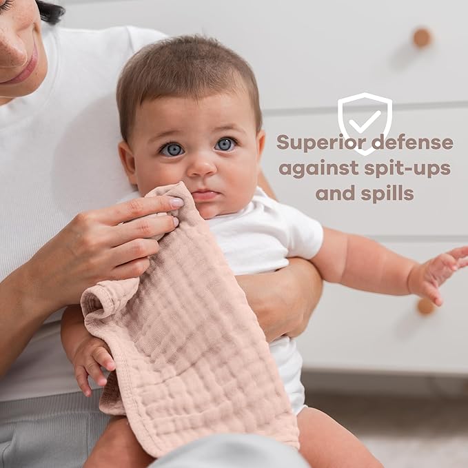 Comfy Cubs Muslin Burp Cloths 20" x 10", Pack of 6 - Large, 6-Layer, Ultra Absorbent 100% Cotton for Baby Drool and Messes - Soft, Safe & Gentle Baby Burp Cloths Set for Boys & Girls - Multi