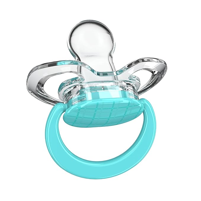Smilo Baby Pacifier with Orthodontic Design for Healthy Dental Development - Stage 2 for Babies 3-9 Months - Pack of 3X 100% Silicone Pacifiers BPA Free - Aqua Blue