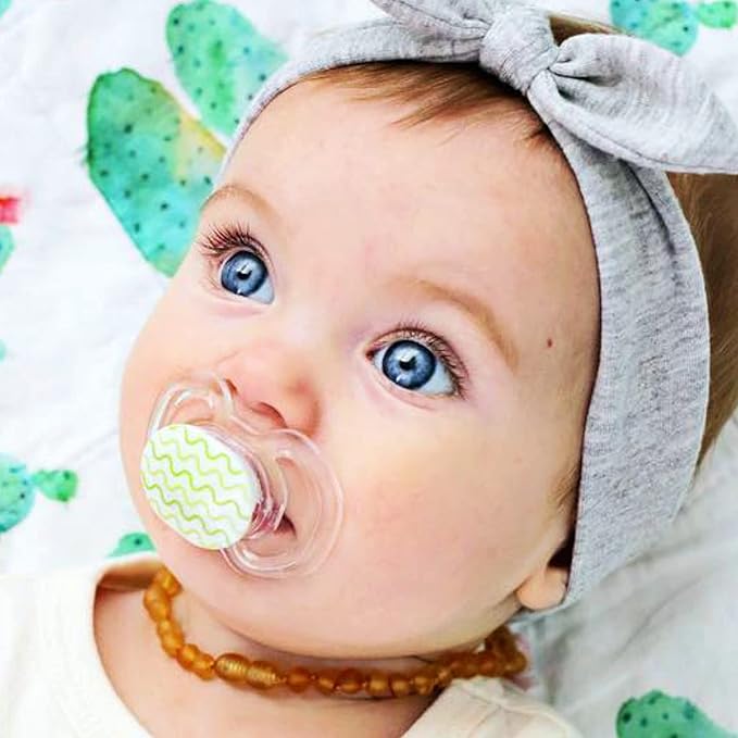 Smilo Baby Pacifier with Orthodontic Design for Healthy Dental Development - Stage 2 for Babies 3-9 Months - Pack of 3X 100% Silicone Pacifiers BPA Free - Green
