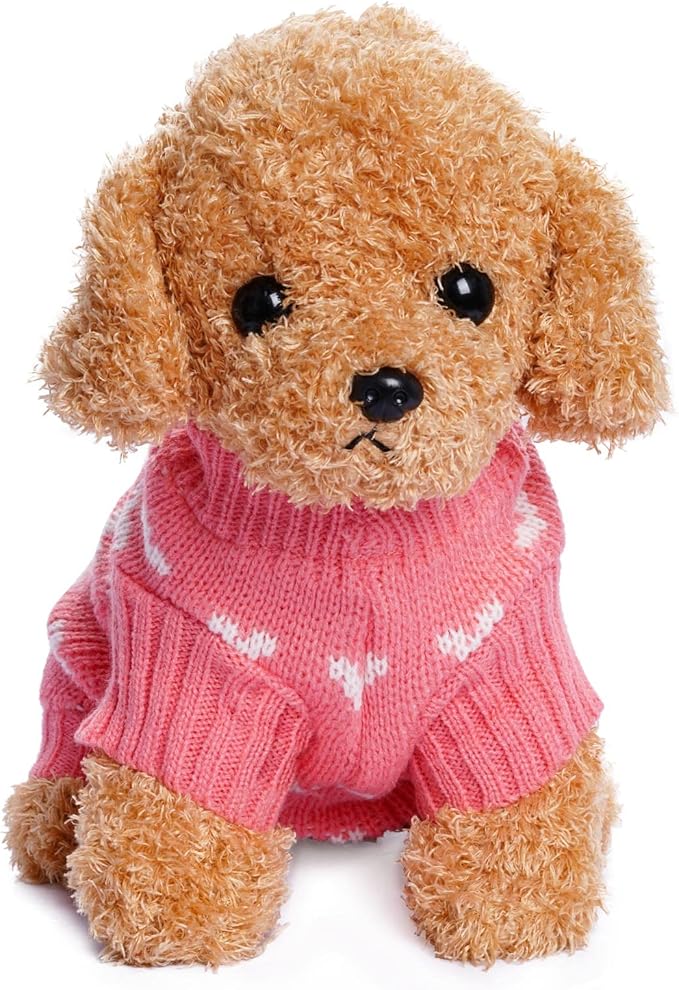 Dxhycc Dog Knitted Sweater Heart Puppy Sweater Warm Soft Pet Holiday Clothes - Image 5