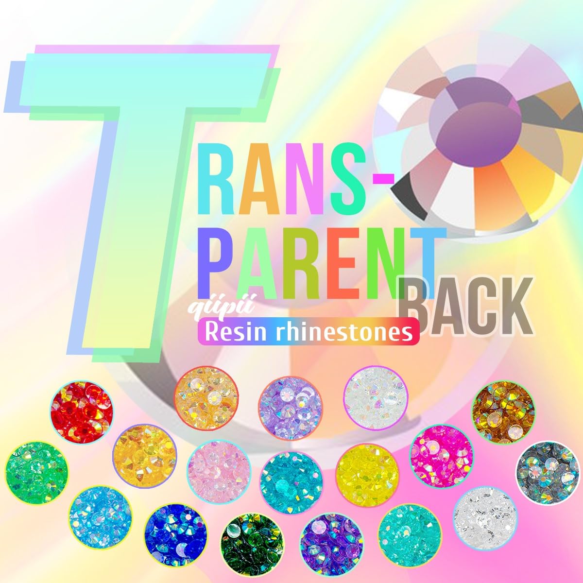 Transparent Clear AB Resin Rhinestones for Crafting 3mm 4mm 5mm Flatback Jelly Stones Gems Diamonds Crystals Charms for Nails Face Eyes Makeup Body Tumblers Bottles Mugs Crafts Clothes Shoes