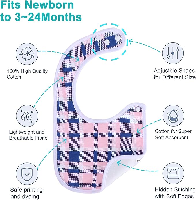 Baby Bibs Soft and Absorbent Organic Cotton Bandana Drool Bibs Set for Boys Girls Newborn 0-36 Months