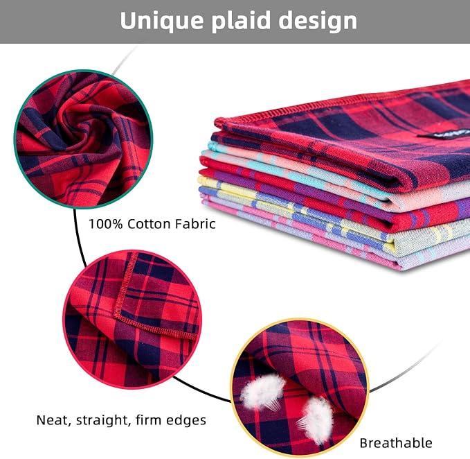 Spring Dog Bandana Large-Dog Scarf Vibrant Color Pink Green Plaid Printing - Image 3