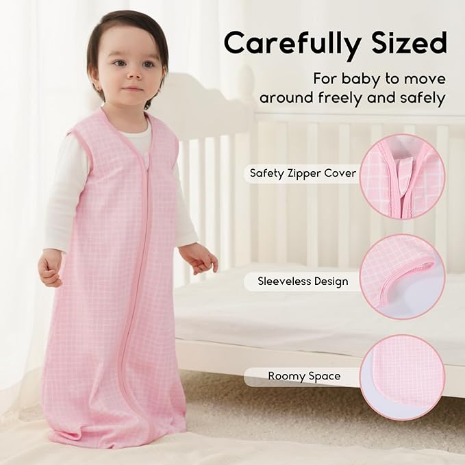 Yoofoss Baby Sleep Sack 12-18 Months 0.5 Tog Wearable Blanket for Baby, 3 Pack 100% Organic Cotton Infant Toddler Sleeping Sack 2-Way Zipper Lightweight Sleep Sack