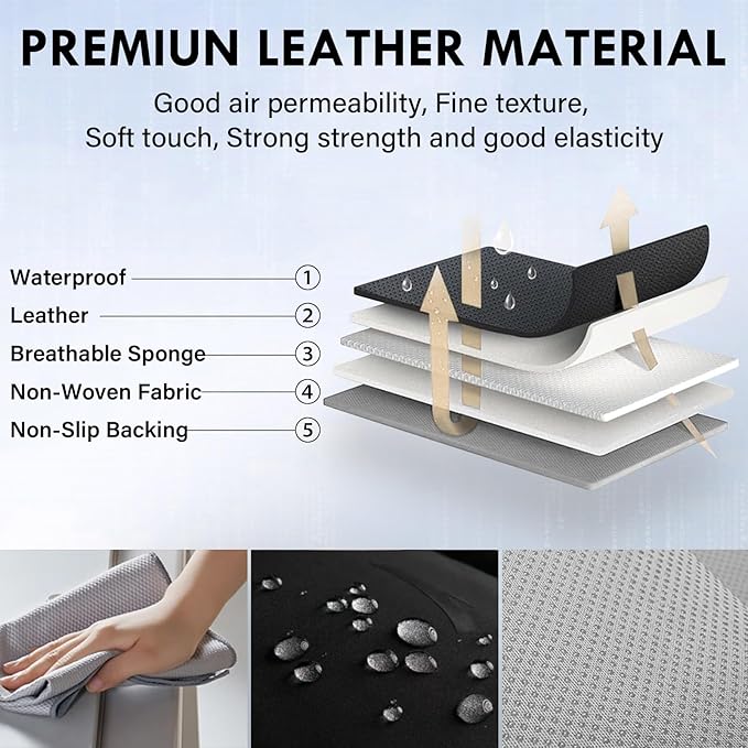 Coverado Car Seat Covers Full Set, Car Seat Protector Waterproof, Nappa Leather Car Seat Cushion, Seat Covers for Cars, Front Seats and Back Universal Fit for Most Cars