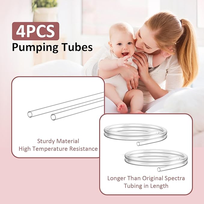 Pump Parts Compatible with Spectra S1/S2/9 Plus Breastpump, 4 Set Replacement Parts for Spectra Include 21mm Flange,Duckbill Valve,Backflow Protector,Tube,Bottle, Not Original Spectra S2 Accessories