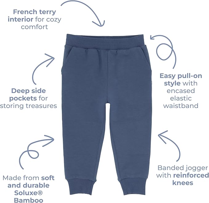 Little Sleepies Joggers for Boys & Girls, Soft Toddler Sweatpants, Baby Boys Pants, Elastic Waistband (Size 6M - 6Y)