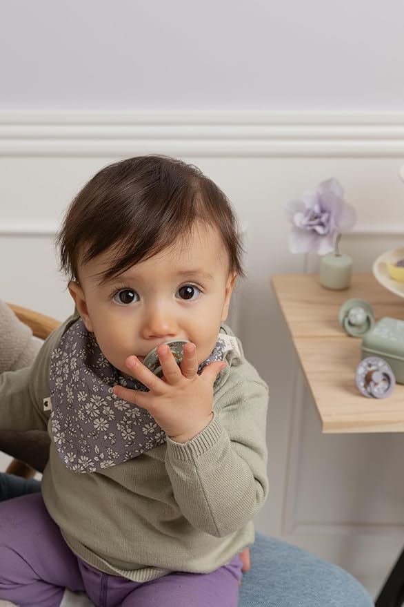 BIBS Colour Liberty Soother 2-Pack, BPA Free Dummy Pacifier, Round Nipple. Natural Rubber Latex, Made in Denmark, Size 2 (6-18 Months), Capel Sage