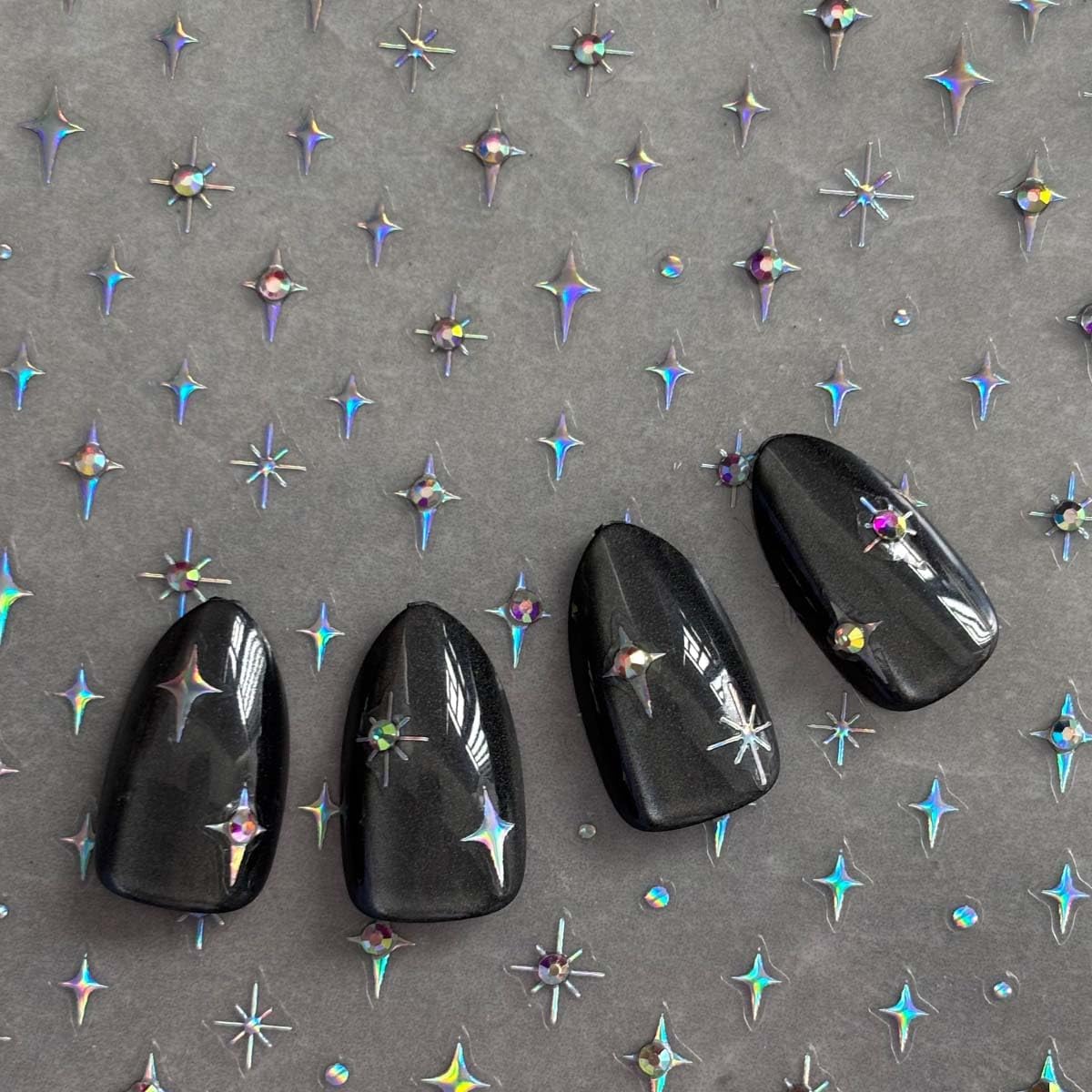 1Sheet Star Nail Stickers 5D Embossed Star Nails Decals for Nail Art Self Adhesive Aurora Stars Stickers with Glitter Shiny Nails Design Stars Nails Supplies for Women DIY Manicure