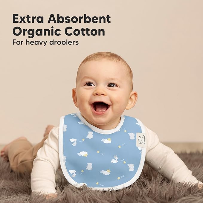 8-Pack Organic Baby Bibs for Boys, Girls - Soft Cotton Drooling and Teething Bibs for Baby Girl & Boy, Extra Absorbent, Easy to Clean & Put On for Toddler, Newborn, Infant 0-24 Months (Dreamers)