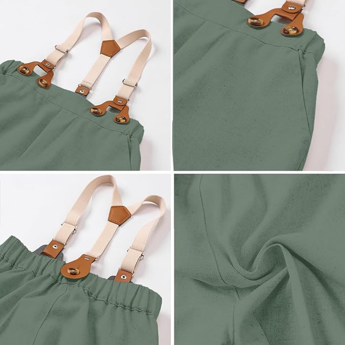 SANGTREE Boys Cotton Linen Suit Formal Set Baby Clothes Boy Gentleman Wedding Ring Bearer Outfits, 3 Months - 9 Years