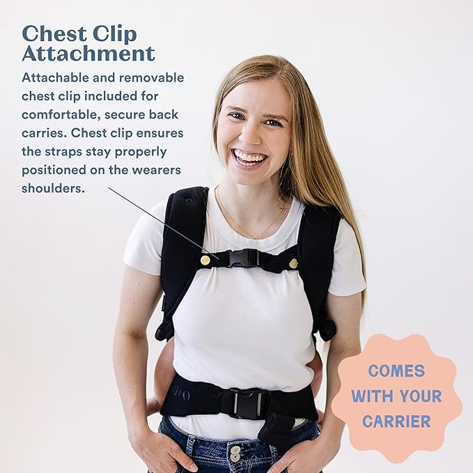 Ava & Oliver Essential Baby Carrier – Ergonomic, Hip-Healthy Soft Structured Carrier for Infants & Toddlers (7–35lbs) - Front and Back Carry, Breathable Fabric, Stylish & Lightweight (Black)