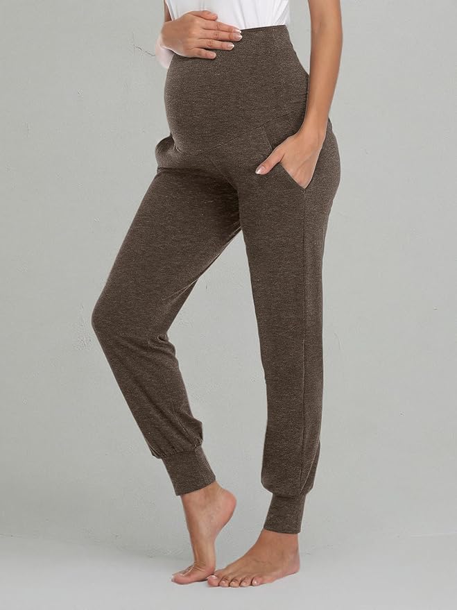 AMPOSH Women's Maternity Pants Stretchy Lounge Workout Pants Casual Loose Comfy Pregnancy Joggers with Pockets