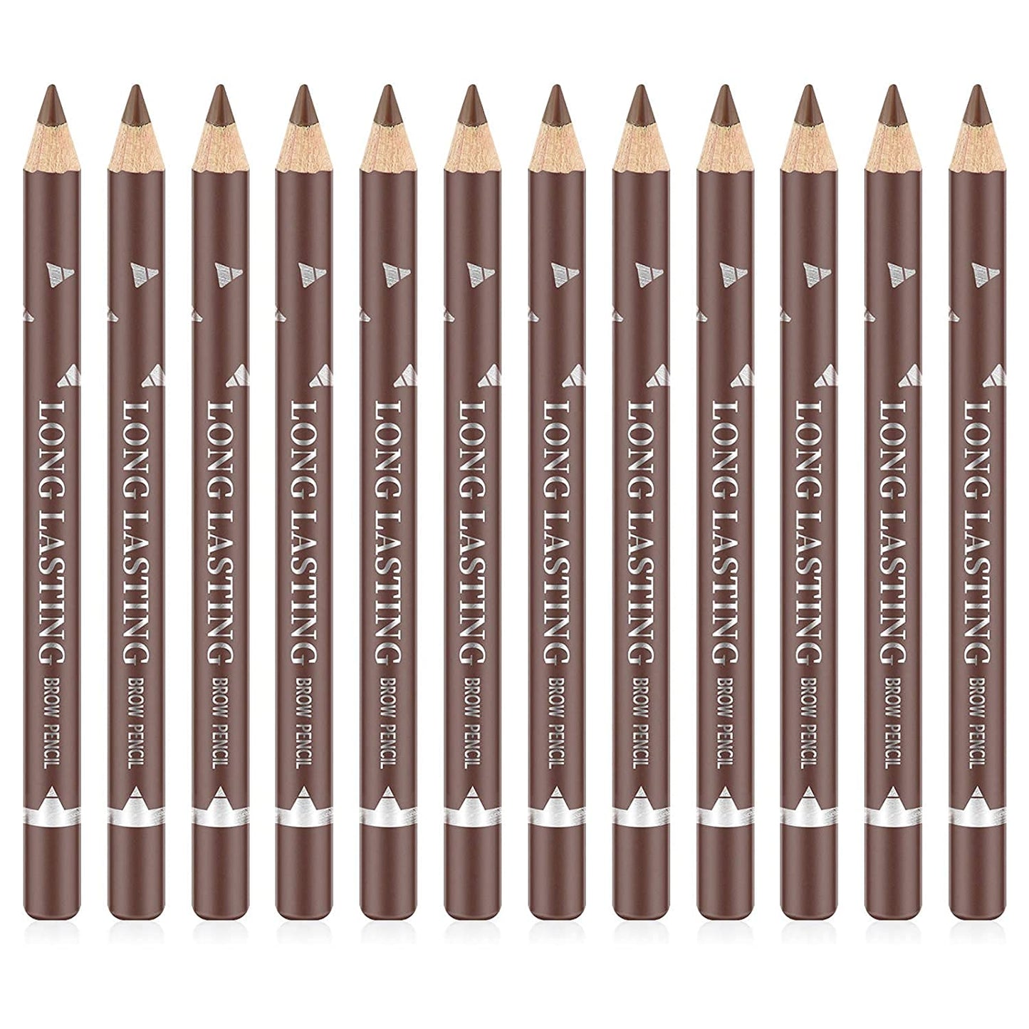 Go Ho 12 PCS Brown Eyebrow Eyeliner Pencils,Sweatproof Eyebrow Pencil,Long-lasting Nice Color Eye Brow Gel Pen Makeup Brow Tint Sticks（Medium Brown）